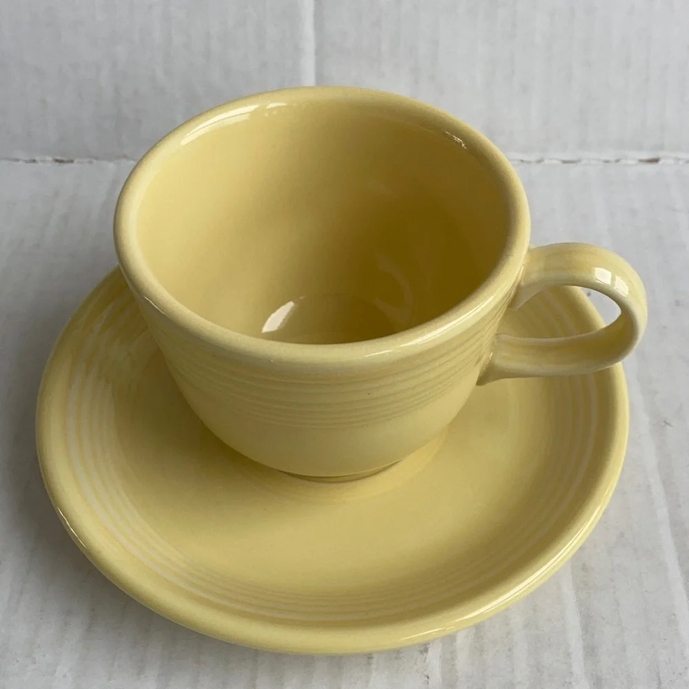 Fiesta yellow tea cup and saucer